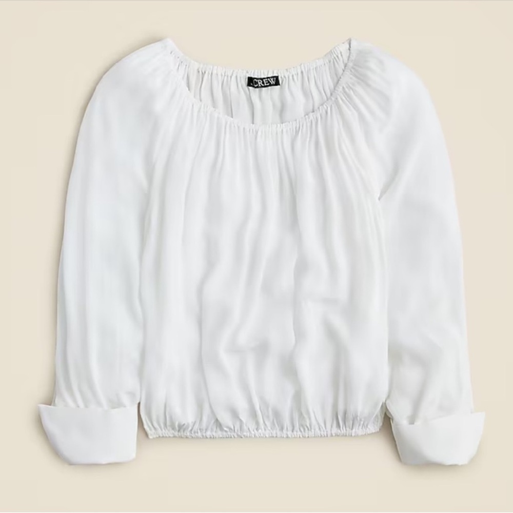 J. Crew Collection sheer gathered top in white size Large NWT CA613 - Picture 4 of 10